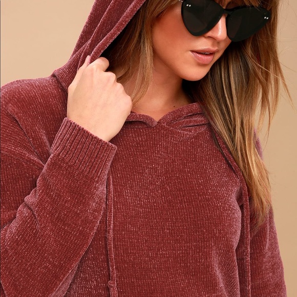 Lulus Sweaters - Lulu’s NELLIE RUSTY ROSE CHENILLE HOODIE